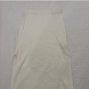 Women's Cream Ribbed Knit Skirt